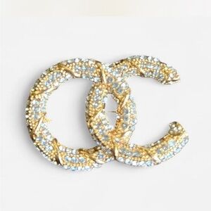 Fashion Jewelry Gold and Blue Brooch